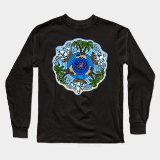 Tropical Island Themed Mandala Long Sleeve T-Shirt